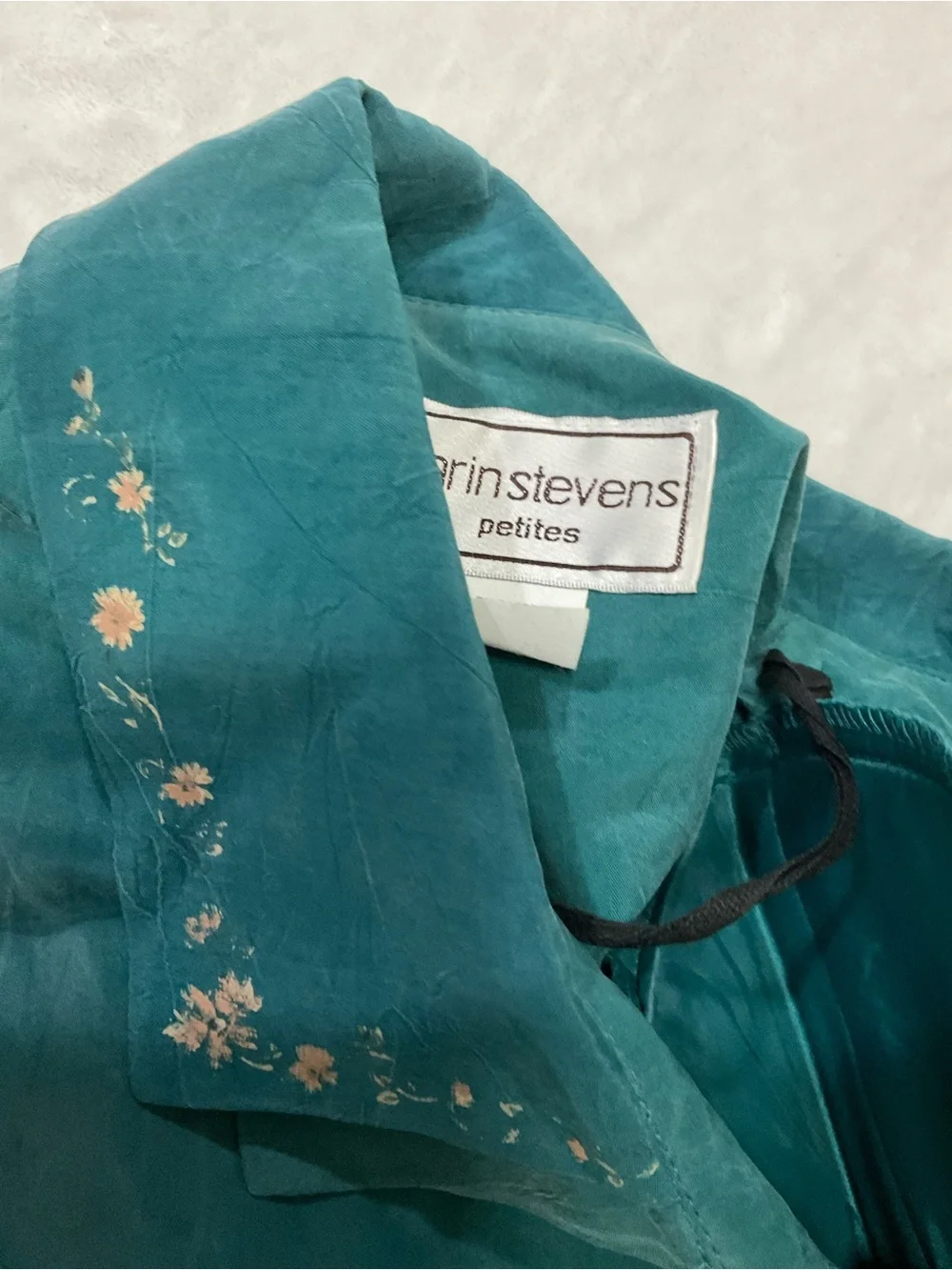 Vintage karin stevens Teal Button-Front Short-Sleeve Dress